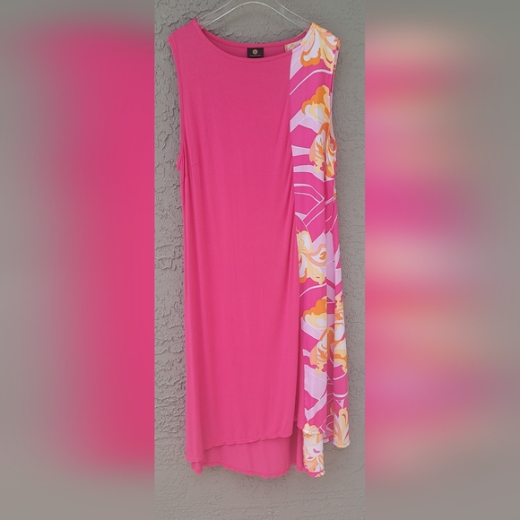 JM collection boho print block cottage core pink floral comfy dress XXL - Picture 10 of 11